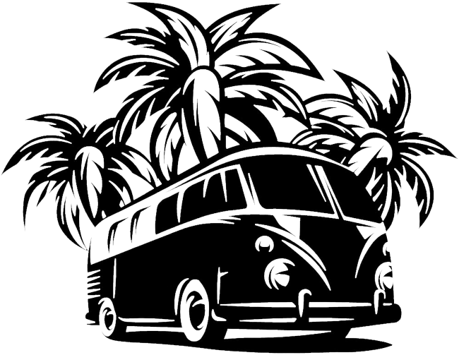Camping-car avec palmiers