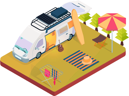 Camper van en parcela de camping